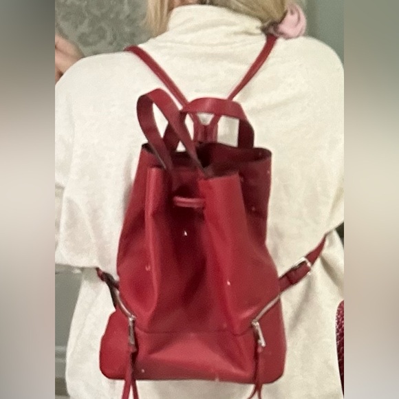Zara drawstring hobo style backpack with top handles. All leather. - Picture 10 of 16